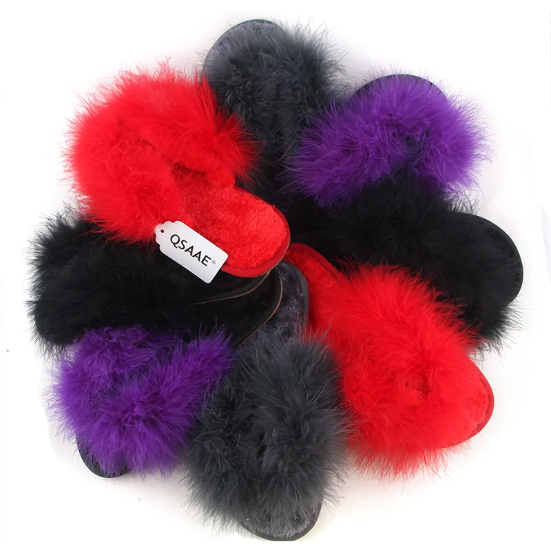 2019 Новинка весны меховые домашние тапочки Модные осенние женские туфли на