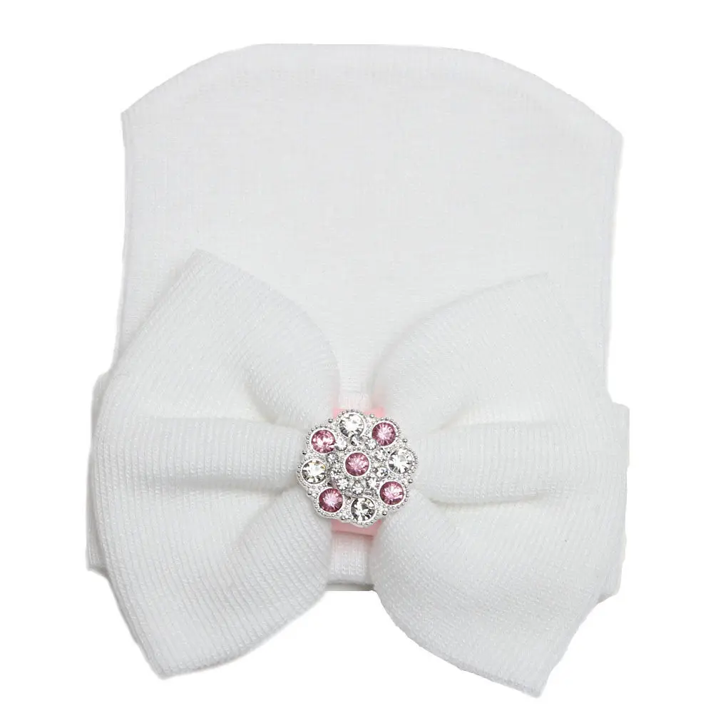 Милая Удобная Шапка-бини с бантом для новорожденных девочек и мальчиков
