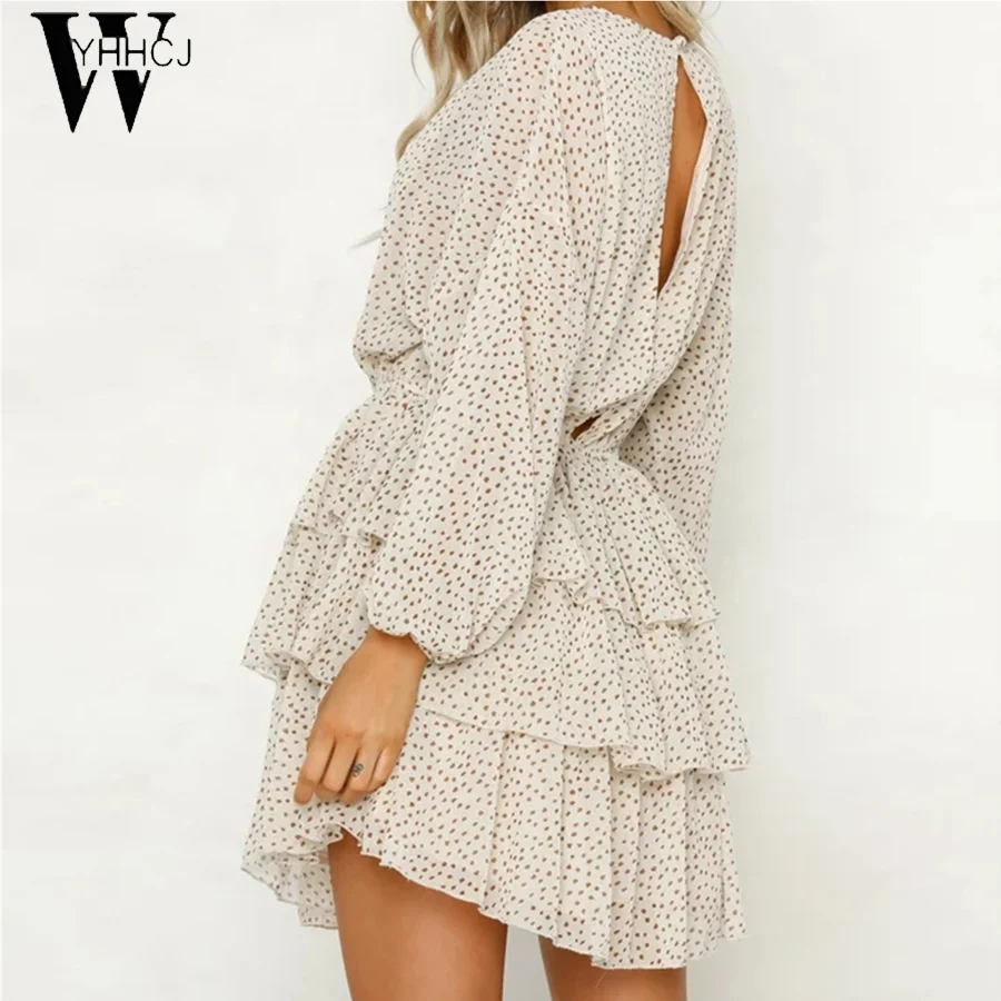 WYHHCJ-женское платье в горошек белое с открытой спиной мини-платье для вечеринок