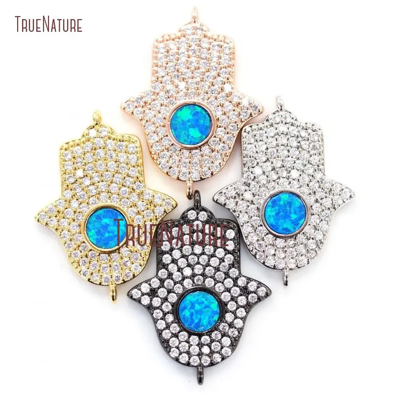 10Pcs Color, Silver, Rose Gold, Gunmetal Hand Hamsa Double Bail Pendant Copper Double Bail Pendant For Sale 23x17mm PC14096