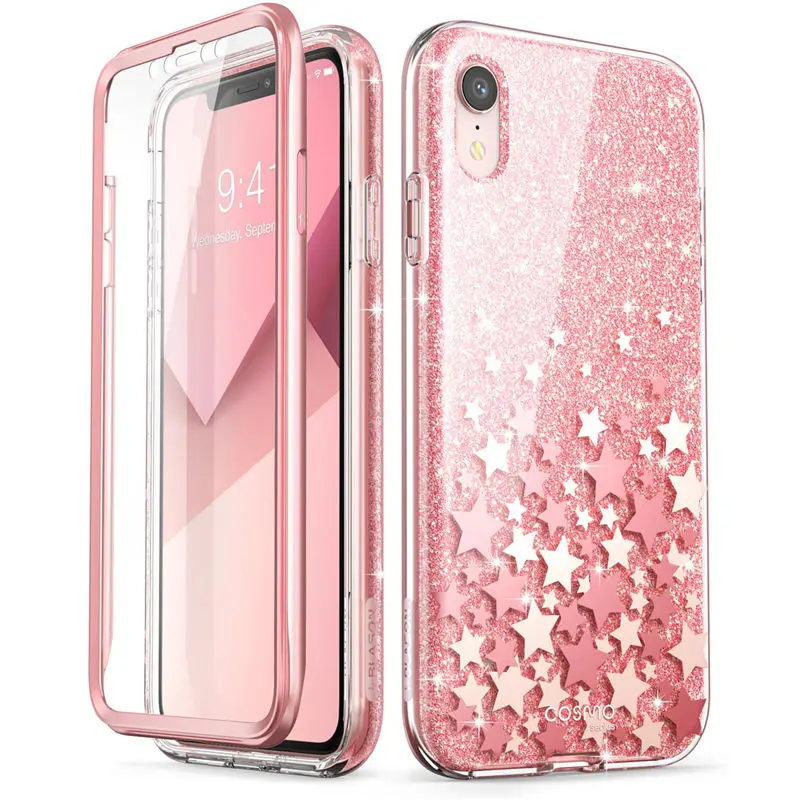 Pink Для iPhone XR чехол 6," i-Blason Cosmo серия полный корпус блестящий Мраморный бампер чехол со встроенной защитной пленкой для экрана для iPhone Xr - Цвет: Pink