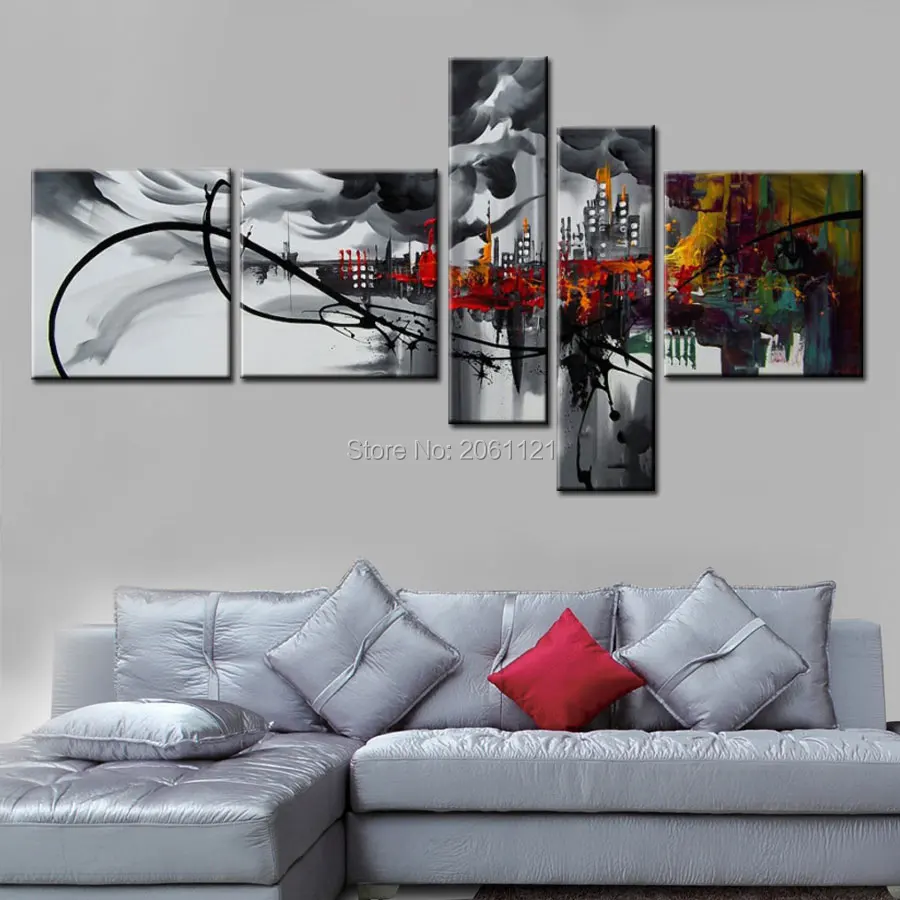 Абстрактная Картина на холсте абстрактная картина маслом Черный Серый Настенный