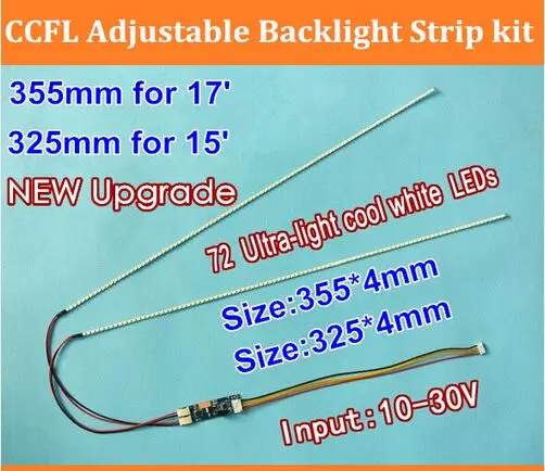 

4pcs 17" 355mm 4pcs 15" 325mm new cool white led backlight strip kit,Update your ccfl lcd screen panel monitor to led bakcligh