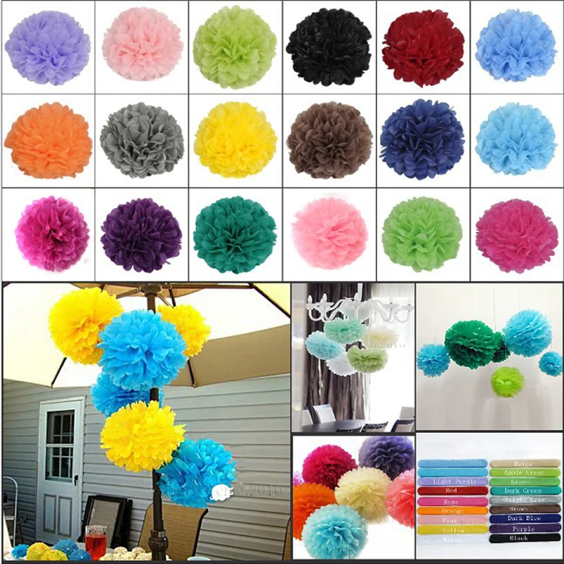 5pcs*14 inch (35 cm) Tissue Paper POMPOMS Flower Balls Home Decor Festive &amp Party Supplies Wedding Favors | Дом и сад