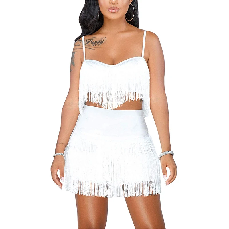 Женский костюм с бахромой комплект из 2 предметов бюстгальтером на бретельках