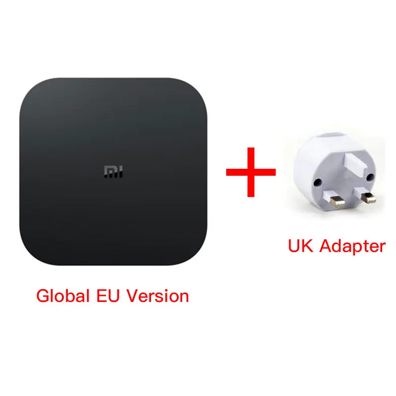 EU Add UK Adapter Оригинальная глобальная версия Xiaomi mi Box S 4 Android 8,1 4K четырехъядерный Смарт ТВ приставка 2 ГБ 8 ГБ HD mi 2,4G 5,8G WiFi BT4.2 Mali450 1000Mbp - Цвет: EU Add UK Adapter