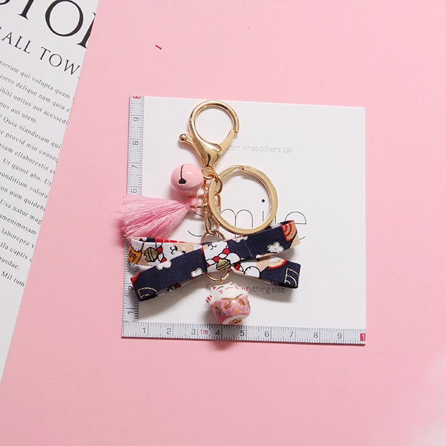Брелки Lucky Omamori neko Fortune Sweet Sakura Kitten Bowtie с надписью Best Wish Bless Подвесные J01|Брелоки| |