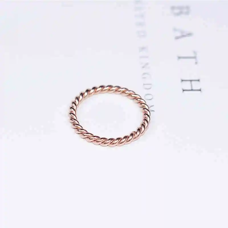 

YUN RUO Brand Simplicity Twisted Rings for Woman Girl Wedding Jewelry Rose Gold Color 316 L Stainless Steel Gift Top Quality