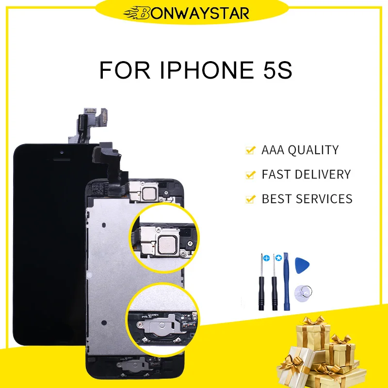 Полный комплект ЖК-дисплея для iphone 5S, с кнопкой «Домой» и камерой, для iphone A1453, A1457, A1518 Полный комплект ЖК-дисплея для iphone 5S, с кнопкой «Домой» и камерой, для iphone A1453, A1457, A1518