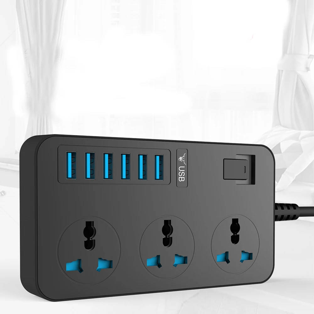 Силовая полоса, умная USB розетка, адаптер, защита от перенапряжения, 3 AC, универсальные розетки с USB, электрическая вилка, EU/US/UK/AU, удлинитель, 2 м