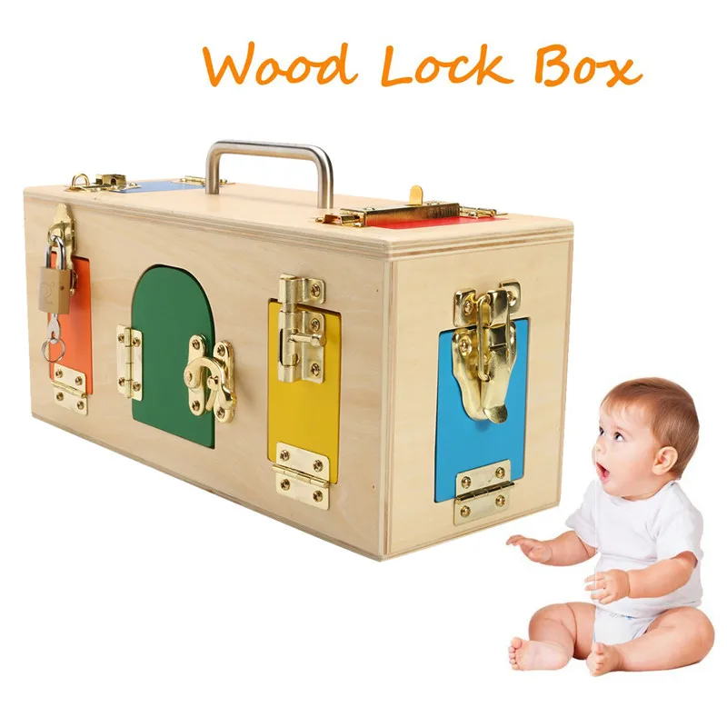 

1 Pc Wooden Montessori Practical Little Lock Box Baby Early Education Puzzle Unlock Toys Kindergarten Intelligence Teaching Tool