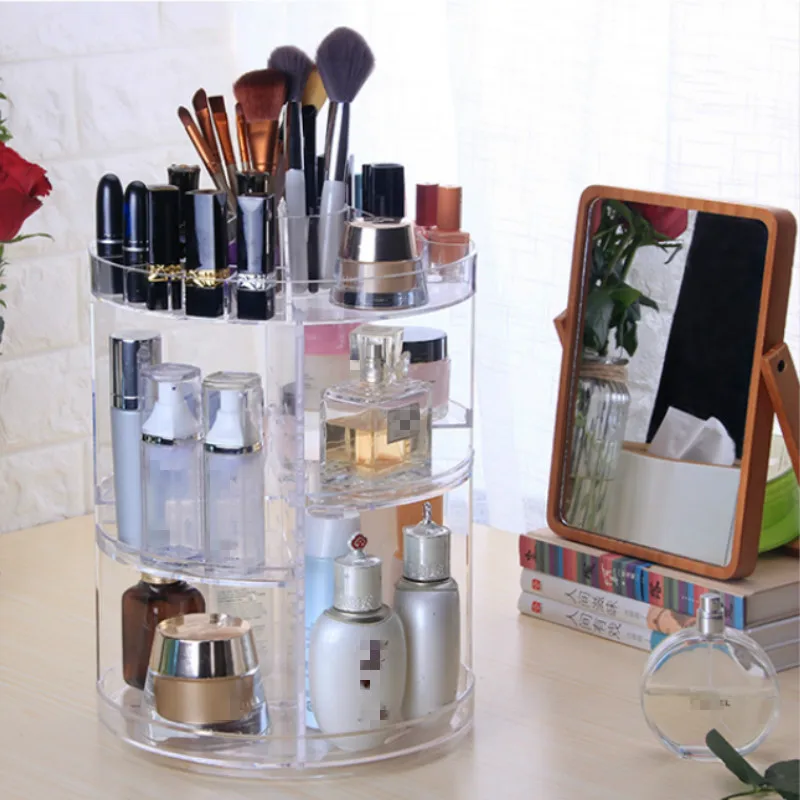 Transparent Rotating Plastic Home Drawer Desk Desktop Storage Box/ Organiser Acrylic Makeup/ Purple lipstick storage Cosmetic |