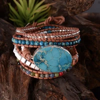 ygline 5x leather wrap beaded bracelet natural stone bracelet chic jewelry bohemian bracelet valentines gift