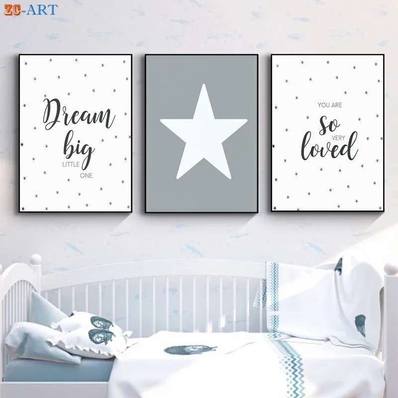 Серые настенные картины с милыми надписями и принтами Картина на холсте