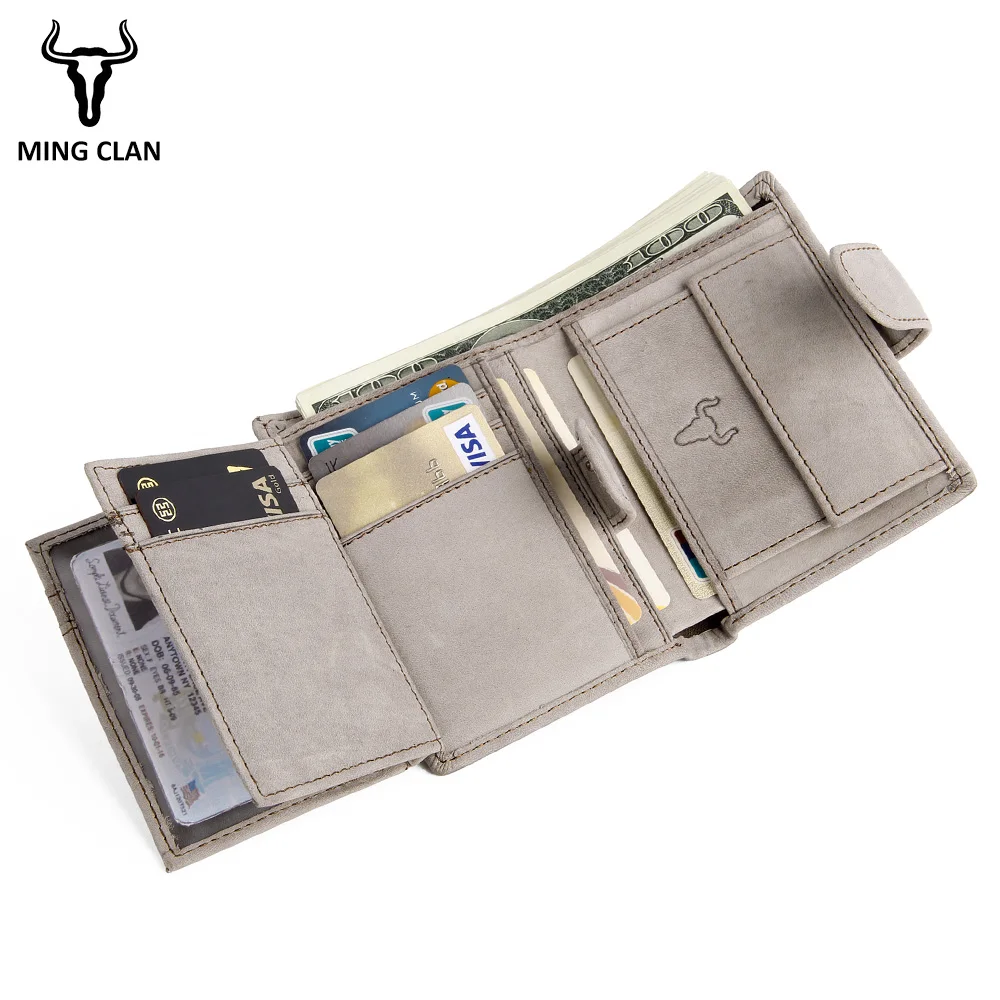 Винтажный Мужской бумажник Mingclan короткие кошельки из натуральной кожи