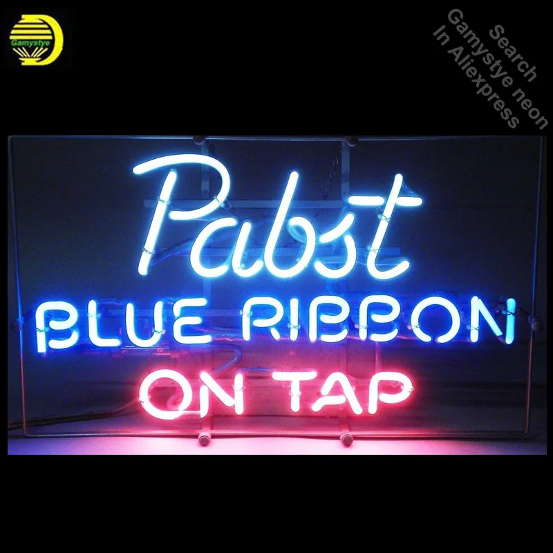 

Neon Signs for Pabst Blue Ribbon Handcrafted Neon Bulbs sign Glass Tube Decorate Wall neon light maker Signboard dropshipping