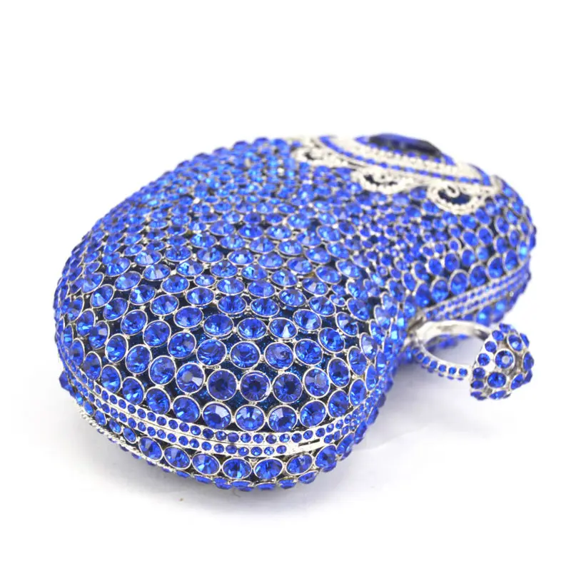 Стильный новейший Вечерний Клатч Стразы с кольцом на палец синим сердцем сумка