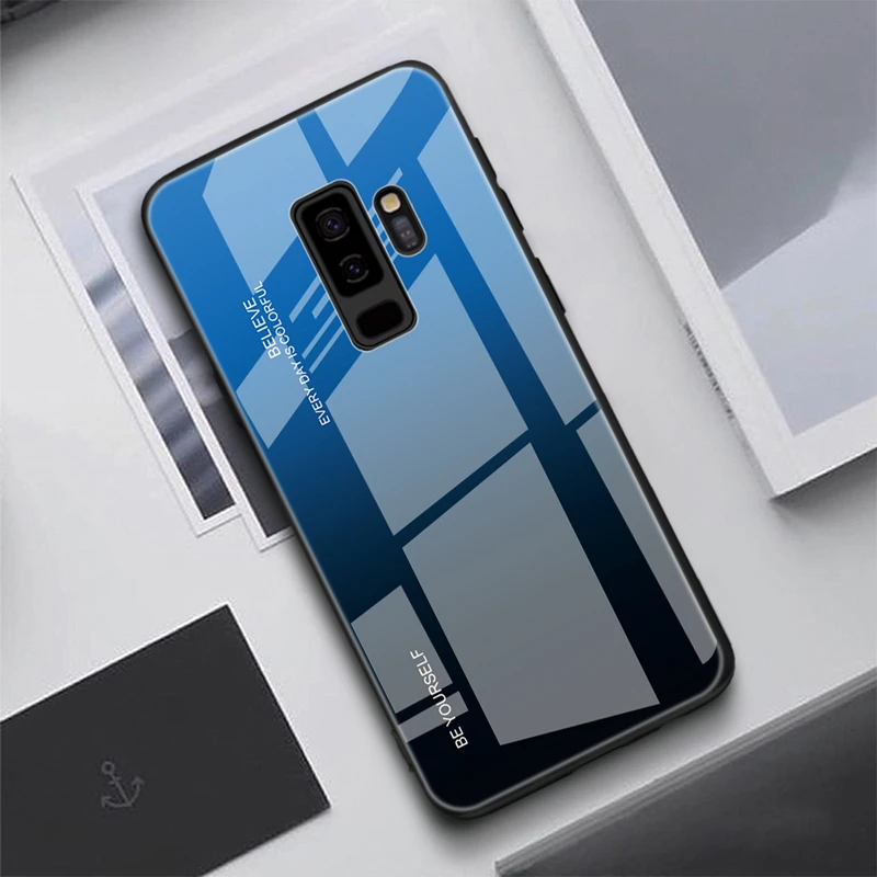 7 Градиентный чехол для samsung Galaxy A7, J8, J6, J4, A6, A8 plus, A8+,, роскошный, тонкий, глянцевый, закаленное стекло, силиконовая рамка, Жесткий Чехол - Цвет: 7