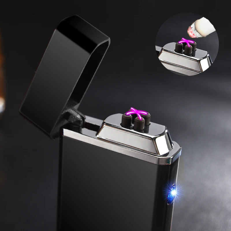 Двойной крест Arc электроподжиг USB Перезаряжаемые ветрозащитный факел зажигалки