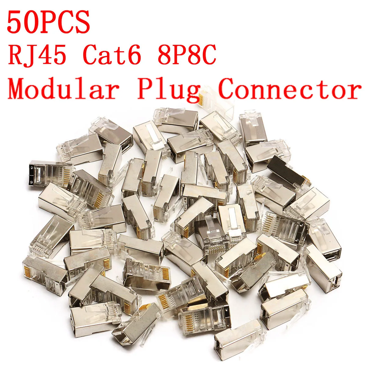 50 шт./лот RJ45 Cat6 разъем 8Pin 8P8C экранированный многожильный обжимной модульный