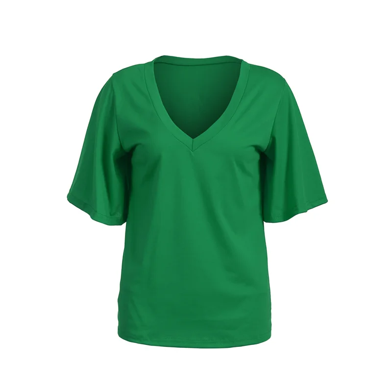 Женская Элегантная туника однотонный черный топ с расклешенными рукавами летний