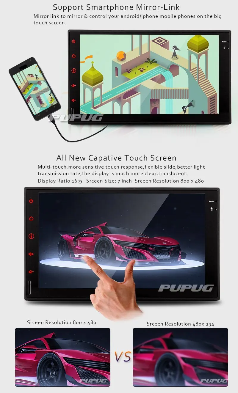 2 Din автомобильный стерео головное устройство 7 дюймов без ключа планшет чистый