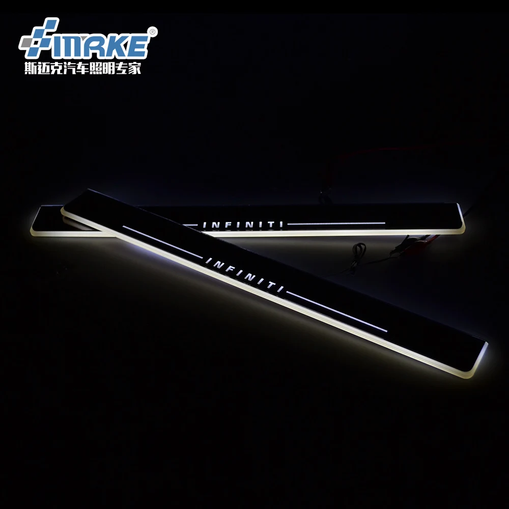 Qirun acrylic led moving door scuff welcome light pathway lamp sill plate linings for Infiniti QX50 2013 2014 20 |