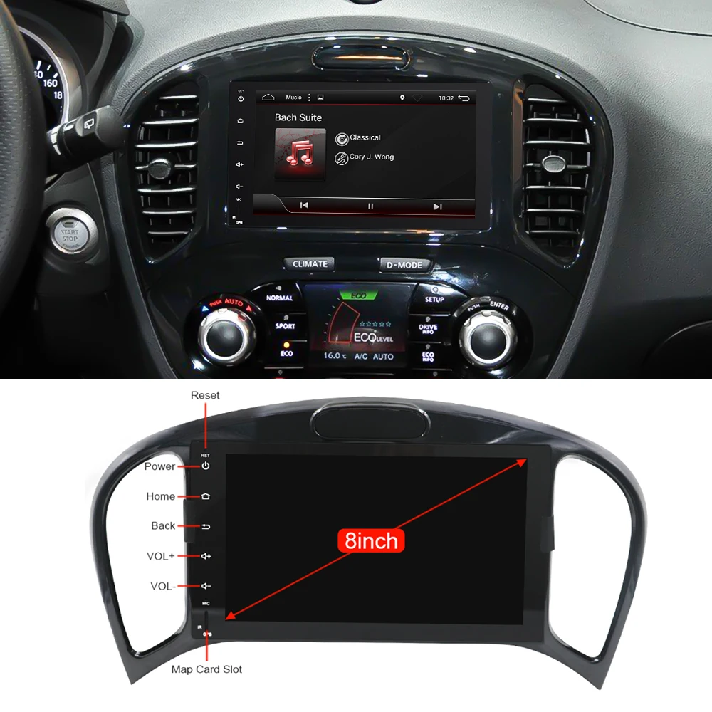 Eunavi 2 din Android 9,0 Восьмиядерный автомобильный dvd-плеер для Nissan Juke для Infiniti ESQ 2011- Автомобильный gps навигатор стерео