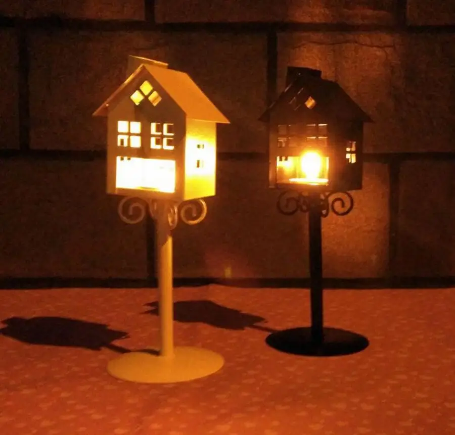 Винтажный потертый классический симпатичный в форме домика подсвечник Ремесло