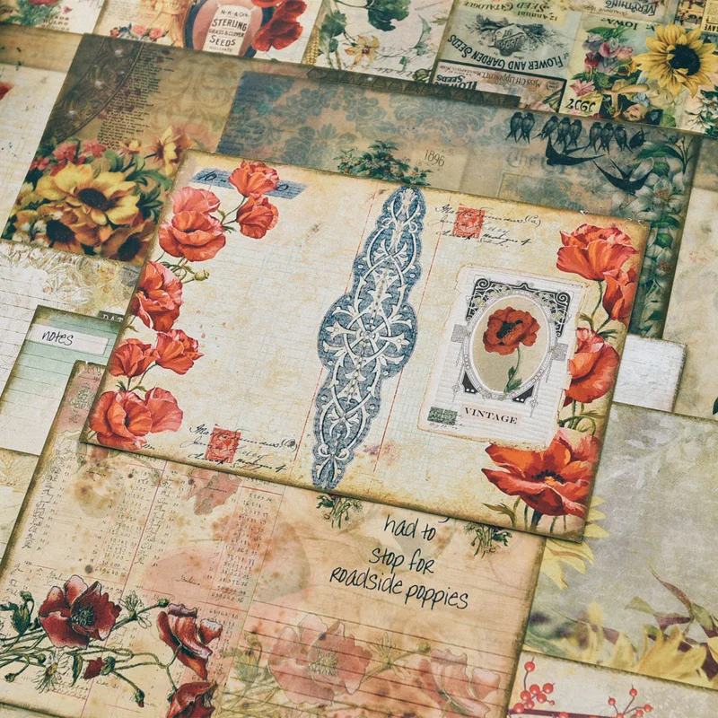 

ZFPARTY Vintage Flowers Material Paper Set for Scrapbooking DIY Projects/Photo Album/Card Making Crafts