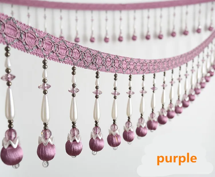 2meter 14cm Wide Bead Fringe Lace Trim For DIY Lamp Curtains Sofa Stage Glass Decorate gray red light coffee Dark white | Дом и сад