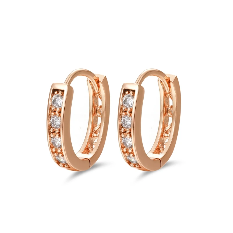 Золотого цвета CC обруч женские серьги Bijoux Brinco Кристалл циркония модные серьги обручи 14E18K-53