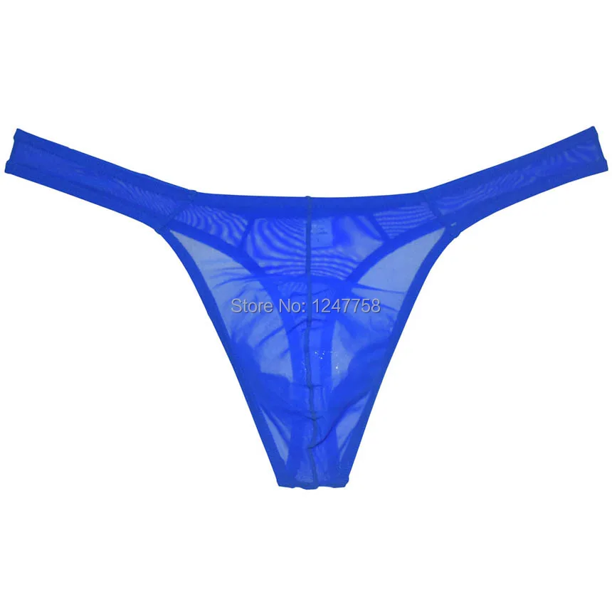 Мужские сетчатые стринги темно синие ультратонкие тонкие с сетчатыми вставками