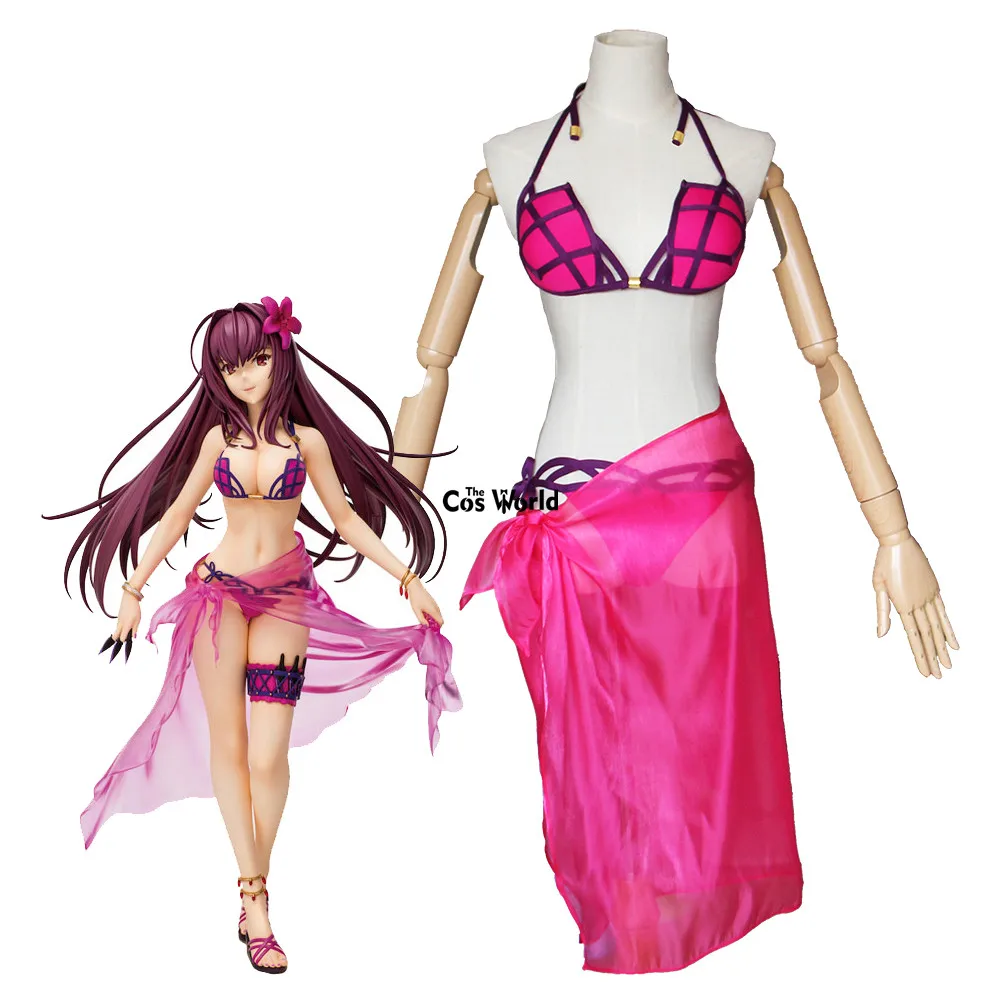 FGO сливовый Fate Grand Order Scathach купальный костюм бикини Топ T-back наряд Аниме косплей