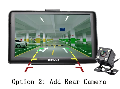 Option2-Add Camera IaotuGo Android gps " емкостный навигатор для грузовиков Android 4.4.2 четырехъядерный 1,3 ГГц, 8G, wifi, AV-IN, Bluetooth карта грузовика - Размер экрана, дюймов: Option2-Add Camera
