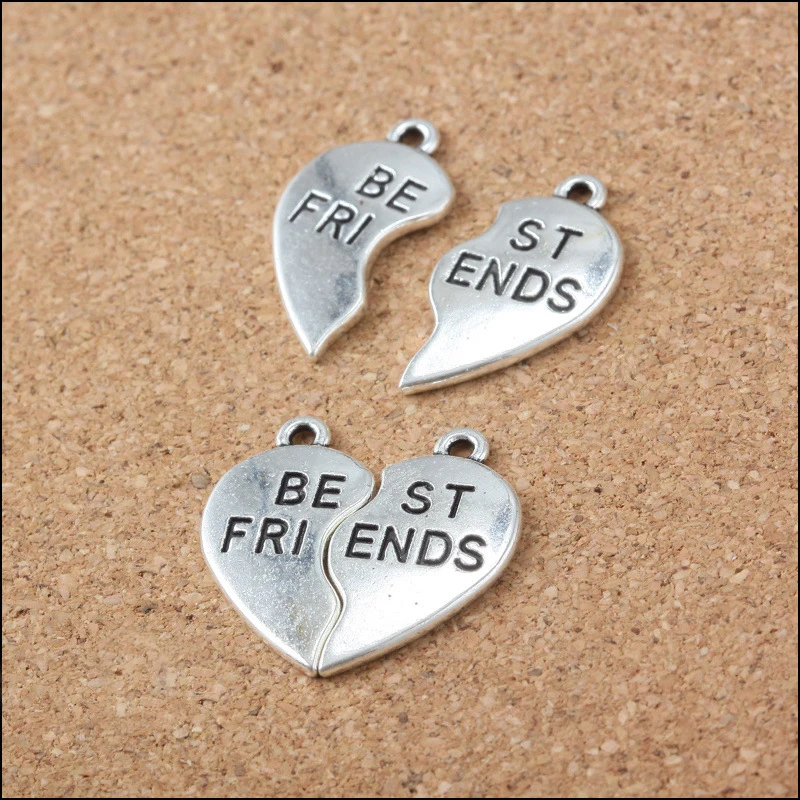 Высокое качество 5 компл./лот античный посеребренный принт лучшие друзья слова