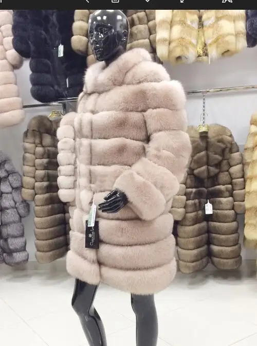 Orange pink Настоящее Новое Брендовое пальто из лисьего меха, зимняя теплая одежда, модный стиль, Настоящее натуральное пальто из лисьего меха для женщин, большая рекламная акция размера плюс - Цвет: Orange pink