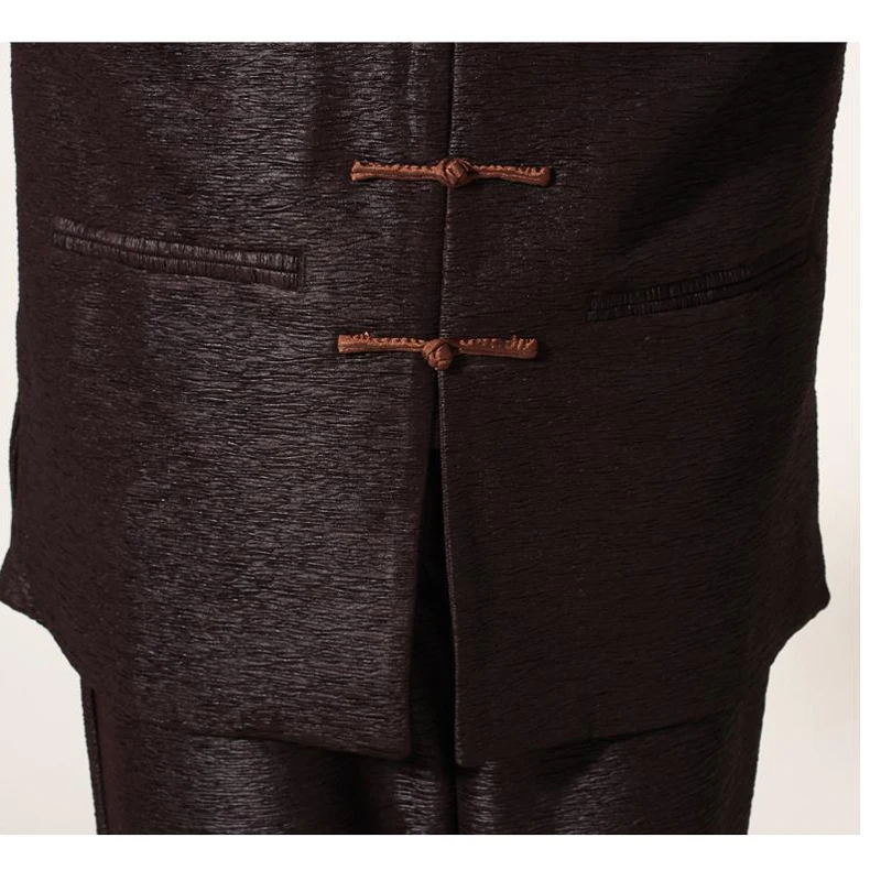 

Special Promotion Brown Chinese Traditional Men's Mandarin Collar Jacket Seven buckle Coat Race breeze Tang suit M L XL XXL XXXL