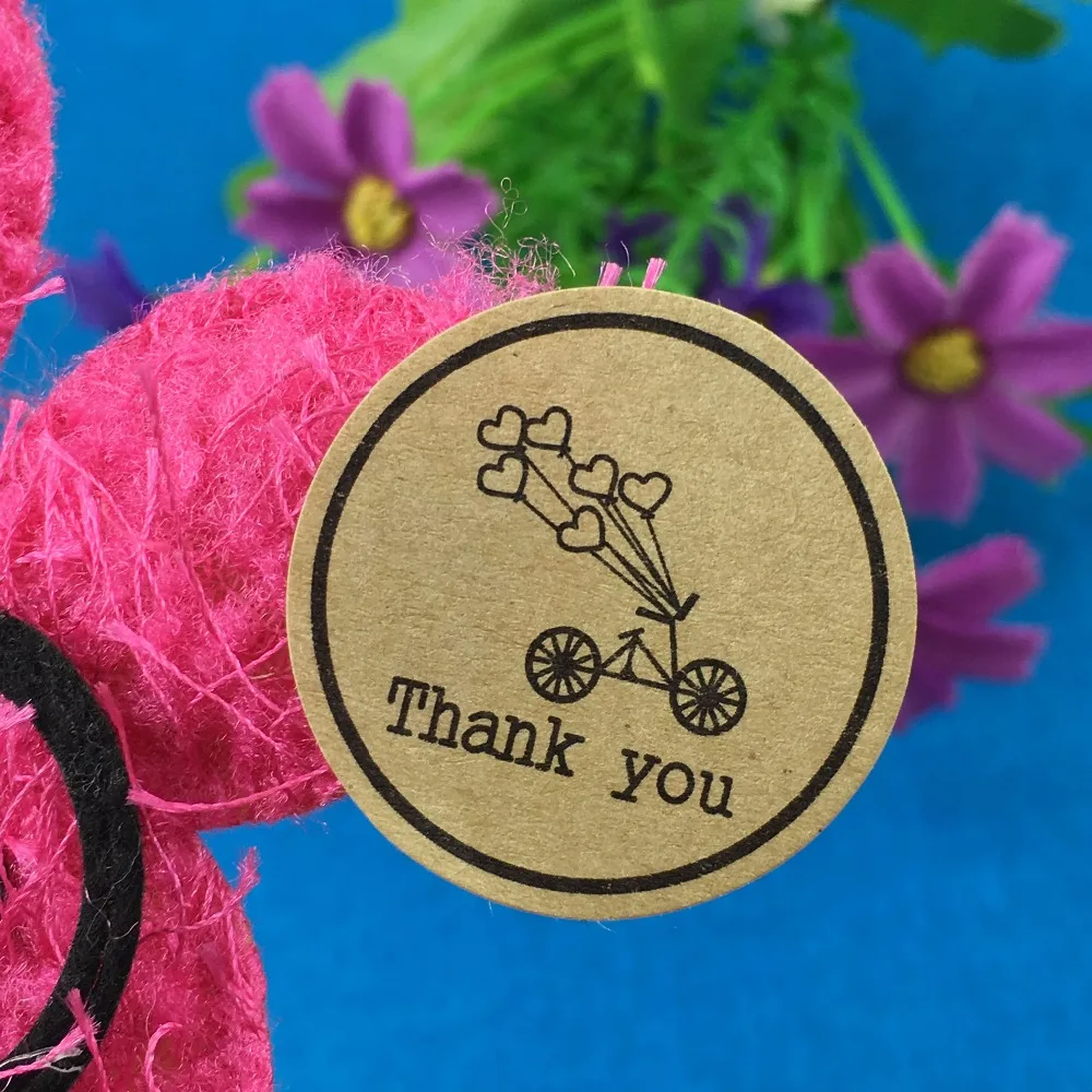 300 шт. бумага благодарим вас сердце круговой Cursive дизайн наклейки этикетки