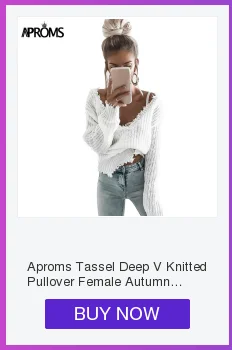 Aproms Chic Глубокий V трикотажный пуловер Женская зимняя обувь белый Ovesize Ленточки вязать крючком свитер Для женщин Укороченный джемпер тянуть вершины