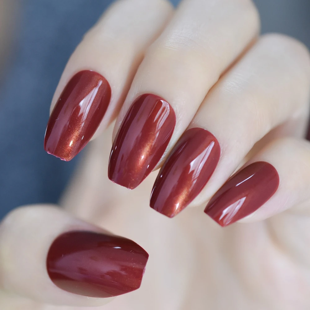 УФ гель чехол для полировки ногти балерины мерцающие темно красные накладные