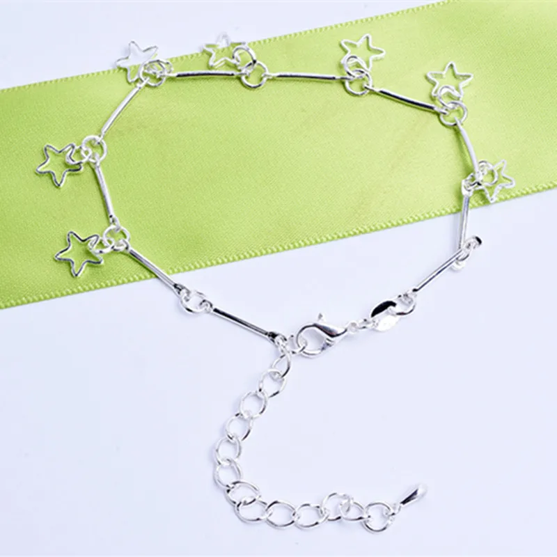 Новинка Браслет серебряного цвета с полыми звездами модные ювелирные изделия
