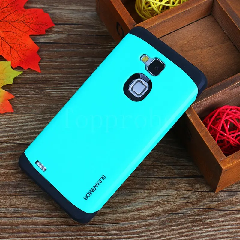 Двухслойный противоударный тонкий защитный чехол для huawei mate 7 ", защитный силиконовый чехол для мобильного телефона Huwei MT7-TL00 13th+ 1х пленка - Цвет: mint green