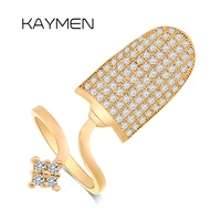 kaymen new arrival fashion shining finger nail ring for women copper inlaid zircon fingernail ring wedding patry jewelry
