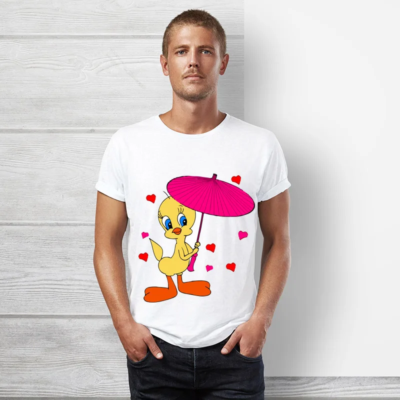 9 Seestern мультфильм Looney Tunes птичка Твити футболка для мужчин с коротким рукавом лето хип хоп топы забавная Милая птица Студенческая футболка - Цвет: 9