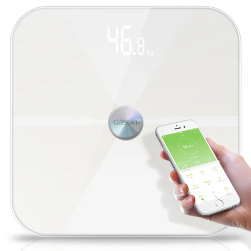 Премиум GASON T6 умные весы цифровые весы Поддержка Bluetooth приложение Android или IOS - Цвет: Белый