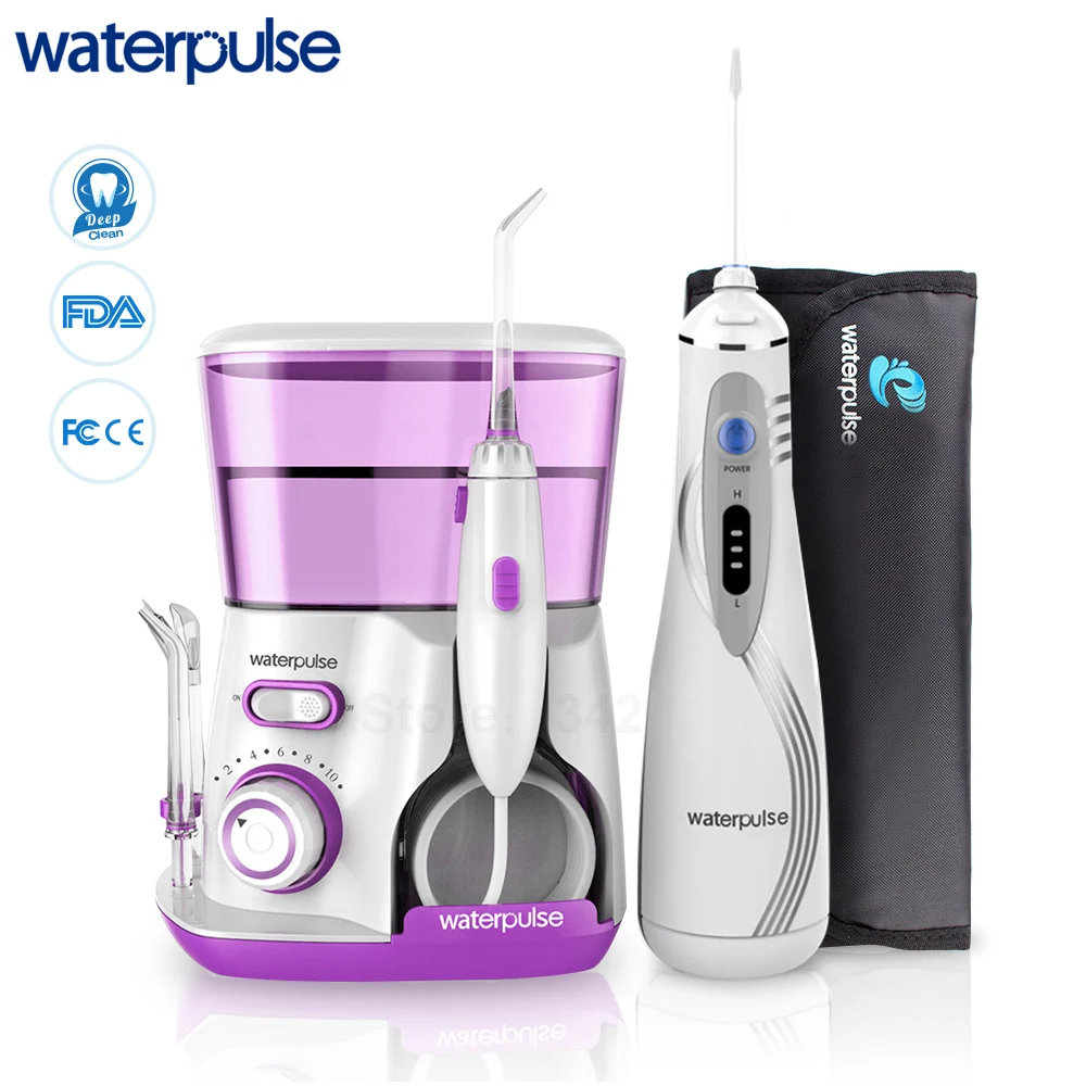 Waterpulse V300+V400Plus ирригатор воды с 9 советы электрические Ирригатор для полости рта зубные капельный полив Flosser гигиены Уход за полостью рта для Семья Применение ирригатор полости рта ирригатор для полости