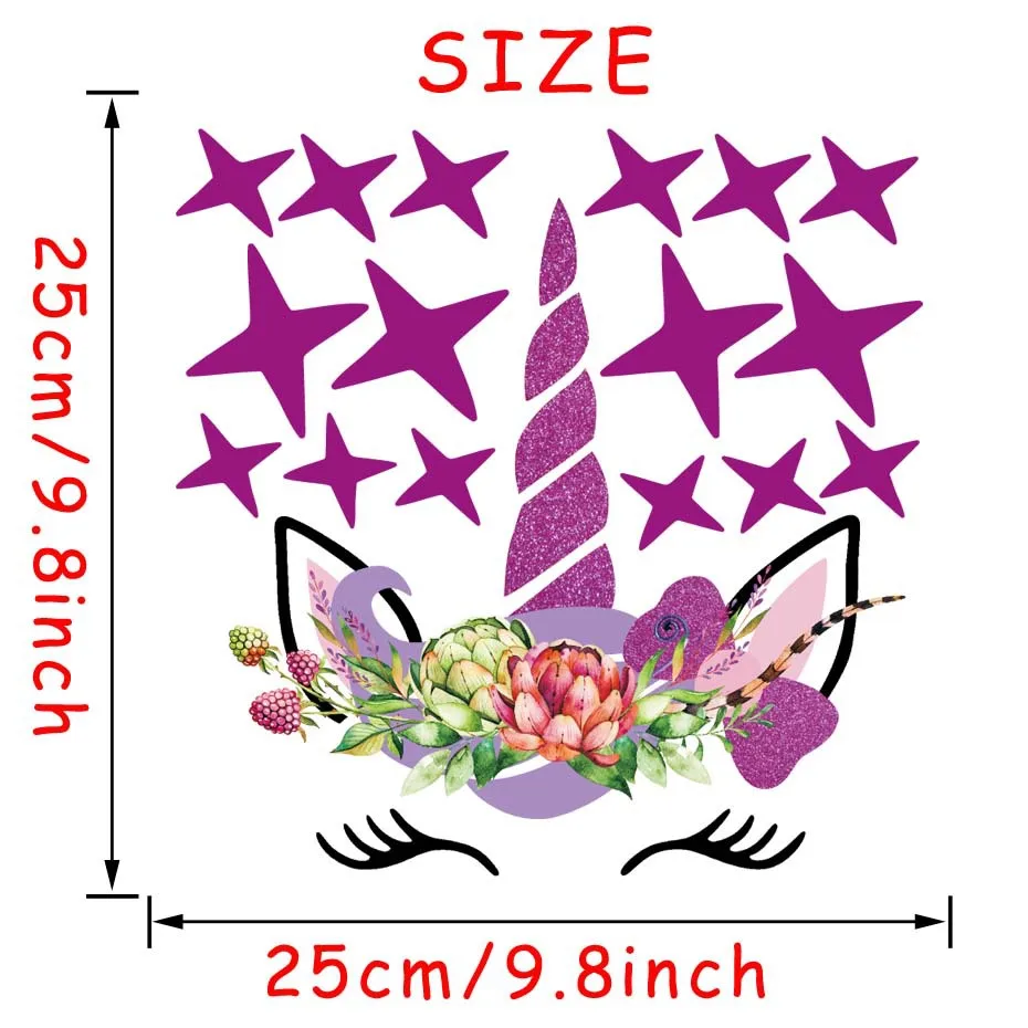 Мультяшные единороги Цветочные наклейки на стену DIY звезды милый цветок животные