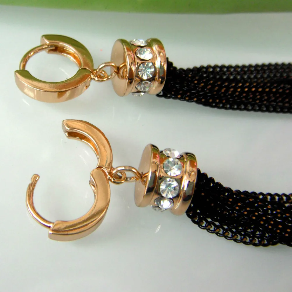 Navachi цилиндрические черные серьги кольца со стразами SMT1336|hoop earrings|crystal hoop earringscrystal