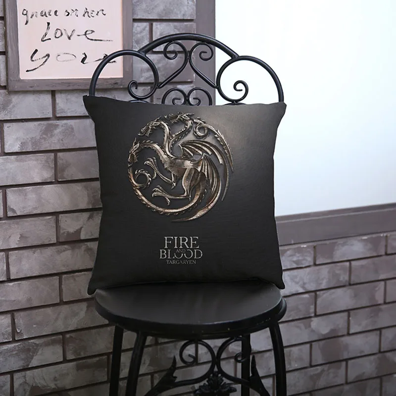 House Targaryen Темный Цвет Игра престолов 9 домов символ девиз клана Insignia узор Подушка Чехол домашний диван украшения чехол для подушки - Цвет: House Targaryen